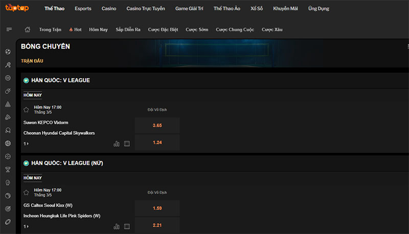 Các hình thức cá cược bóng chuyền phổ biến